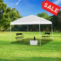 Flash Furniture JJ-GZ1010-WH-GG 10'x10' White Outdoor Pop Up Event Slanted Leg Canopy Tent with Carry Bag
